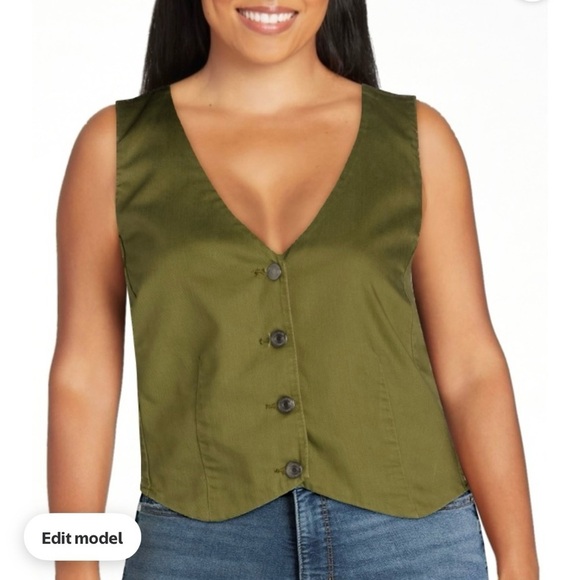 Sofia Jeans Green Twill Vest Large - Picture 2 of 7